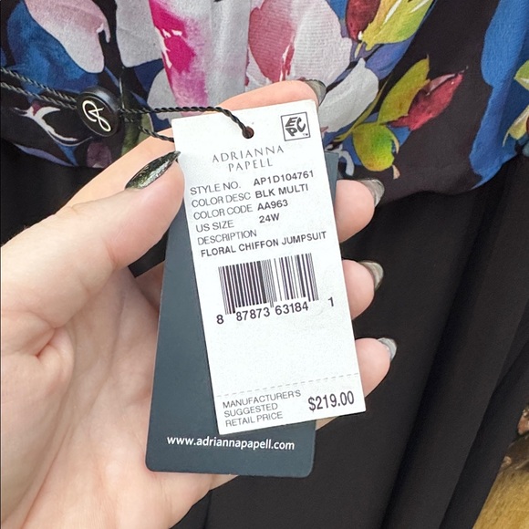 Adrianna Papell Off Shoulder Ruffled Neck 3/4 Sleeve Floral Print, size 24W - Picture 9 of 10